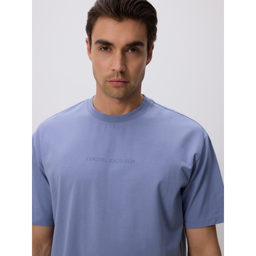 Reserved - T-shirt boxy z nadrukiem - jasnoniebieski ze sklepu Reserved w kategorii T-shirty męskie - zdjęcie 183662458