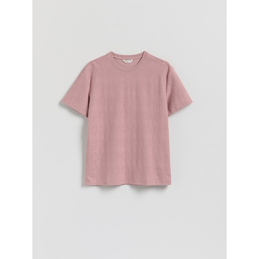 Reserved - Strukturalny t-shirt comfort fit - jasnofioletowy Reserved S Reserved