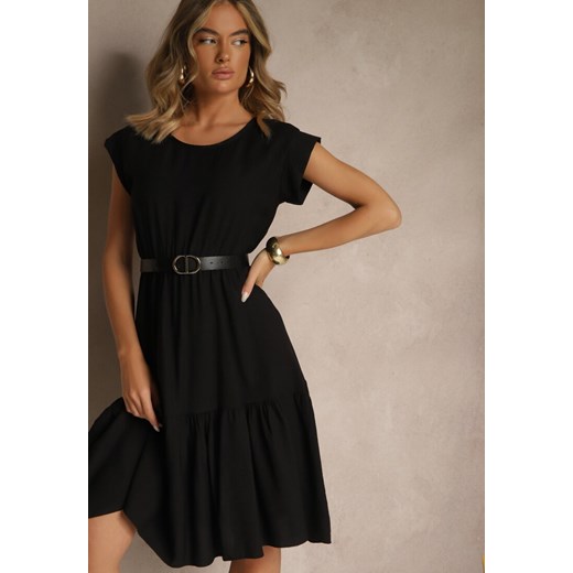 Sukienka Renee rozkloszowana z krótkim rękawem midi casual