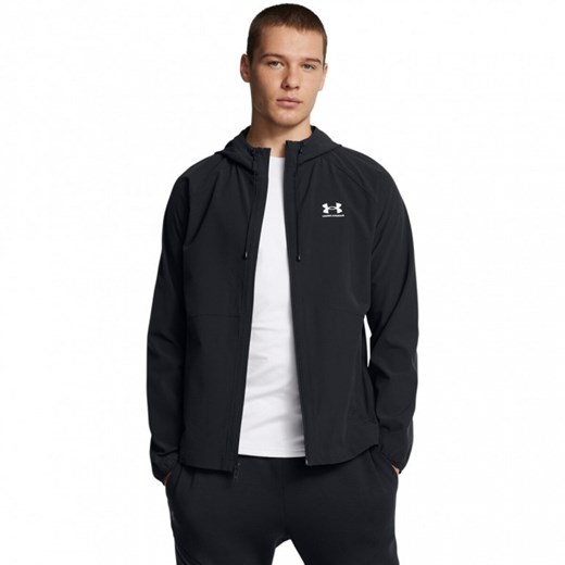 Męska kurtka wiatrówka Under Armour UA Stretch Woven Windbreaker - czarna ze sklepu Sportstylestory.com w kategorii Kurtki męskie - zdjęcie 183665967