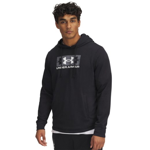 Męska bluza dresowa nierozpinana z kapturem Under Armour UA Rival Terry Logo Hood - czarna ze sklepu Sportstylestory.com w kategorii Bluzy męskie - zdjęcie 183665997