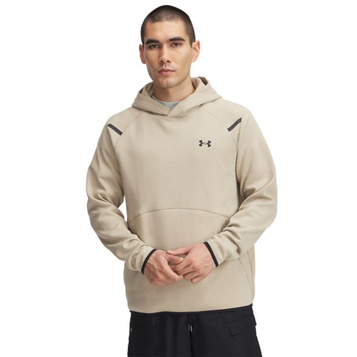 Męska bluza treningowa nierozpinana z kapturem Under Armour UA Unstoppable Flc Hd Eu - beżowa ze sklepu Sportstylestory.com w kategorii Bluzy męskie - zdjęcie 183666045