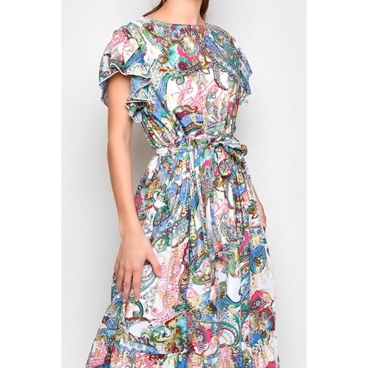 Sukienka H.H.G. maxi z krótkim rękawem z dekoltem w łódkę luźna 