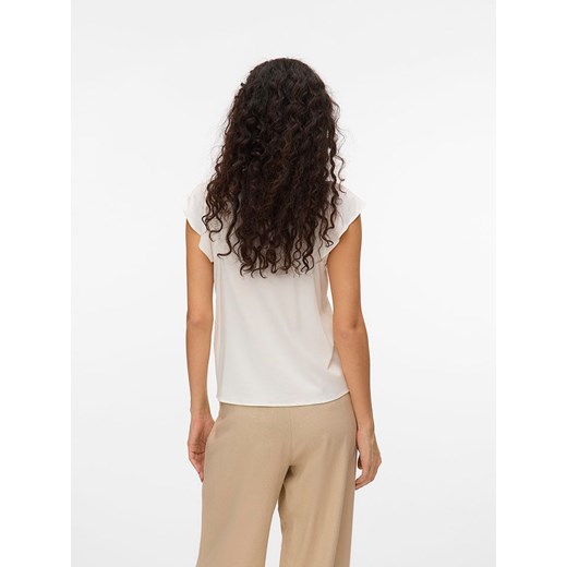 Bluzka damska Vero Moda z elastanu biała z krótkim rękawem casual 