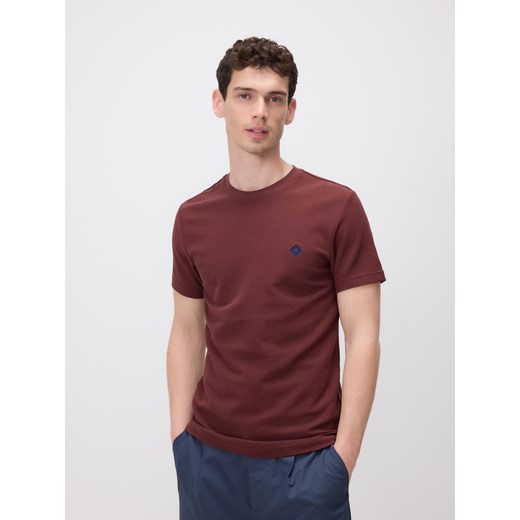 Reserved - Bawełniany t-shirt slim fit - bordowy ze sklepu Reserved w kategorii T-shirty męskie - zdjęcie 183671307