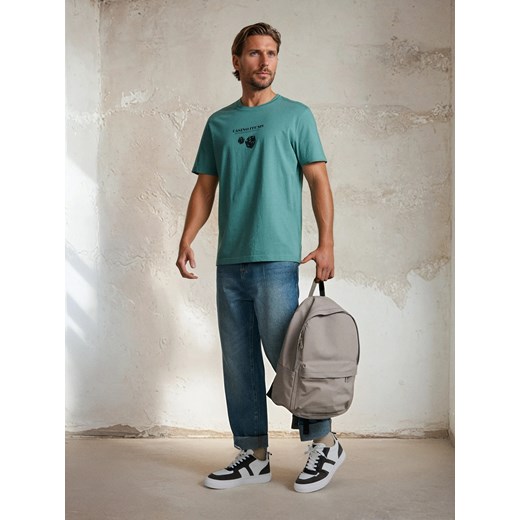 Sinsay - Koszulka z ozdobnym nadrukiem - zielony Sinsay L Sinsay