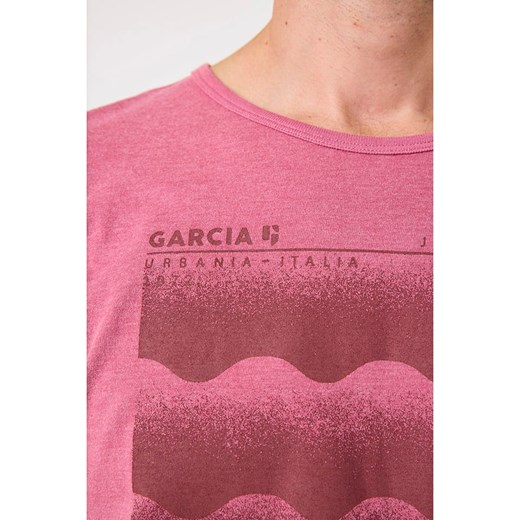 T-shirt męski różowy Garcia z krótkim rękawem