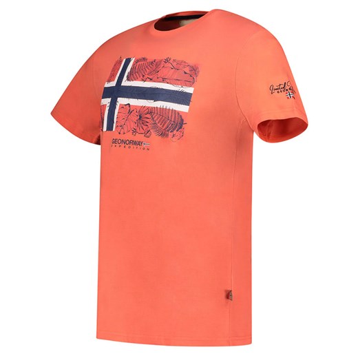 T-shirt męski pomarańczowa Geographical Norway na wiosnę z krótkim rękawem
