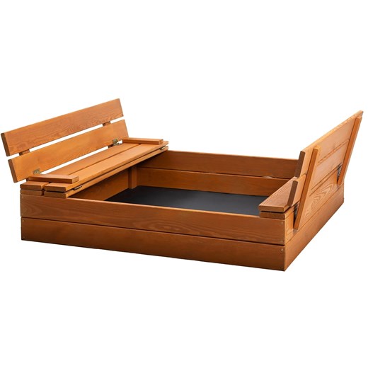 Drewniana zamykana piaskownica z ławeczkami 100 cm D3-M56 ze sklepu Edinos.pl w kategorii Pozostałe wyposażenie ogrodowe - zdjęcie 183677288