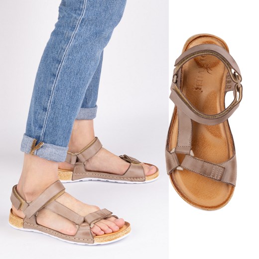 Sandały damskie barefoot-friendly Kallia skórzane beżowe ze sklepu butyolivier w kategorii Sandały damskie - zdjęcie 183677299
