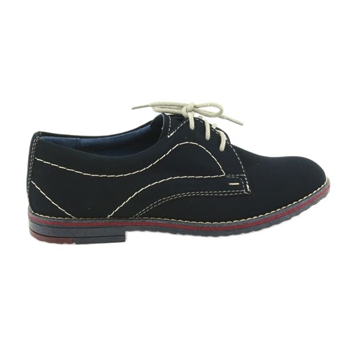 Gregors Buty chłopięce komunijne wkładka skórzana granatowe 141 niebieskie ze sklepu ButyModne.pl w kategorii Buty komunijne - zdjęcie 183677706