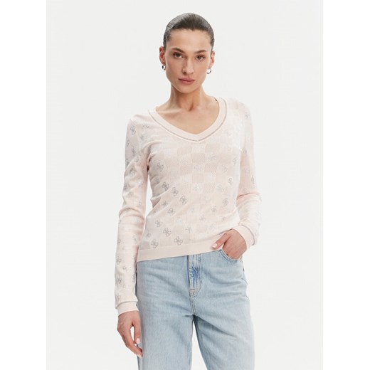 Guess Sweter W5GR07 Z3D60 Różowy Regular Fit ze sklepu MODIVO w kategorii Swetry damskie - zdjęcie 183678849