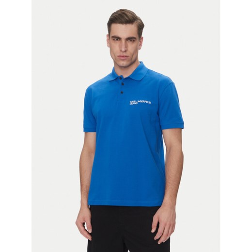 KARL LAGERFELD Polo A2M17094 Niebieski Regular Fit ze sklepu MODIVO w kategorii T-shirty męskie - zdjęcie 183678915