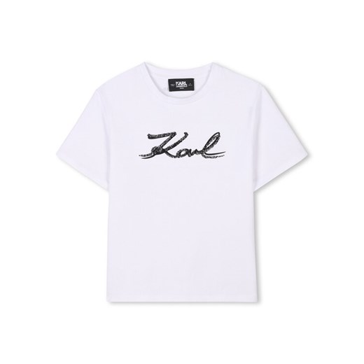 Karl Lagerfeld Kids T-Shirt Z30485 S Biały Regular Fit ze sklepu MODIVO w kategorii T-shirty chłopięce - zdjęcie 183678979