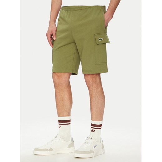 Lacoste Szorty sportowe GH9743 Khaki Regular Fit ze sklepu MODIVO w kategorii Spodenki męskie - zdjęcie 183679028