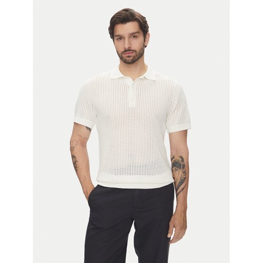 Lindbergh Polo 30-804126 Écru Relaxed Fit ze sklepu MODIVO w kategorii T-shirty męskie - zdjęcie 183679216