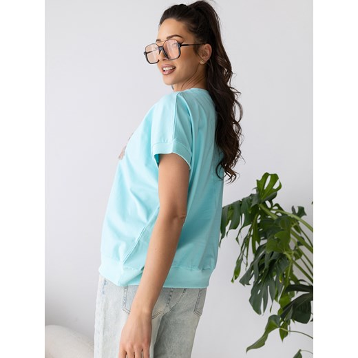 Bluzka damska z krótkim rękawem z okrągłym dekoltem 