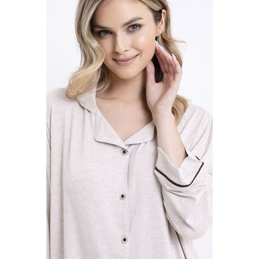 Długa piżama damska rozpinana 358, Kolor beżowy, Rozmiar L, leptir ze sklepu Intymna w kategorii Piżamy damskie - zdjęcie 183682916