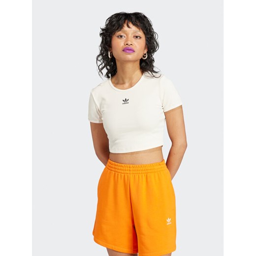 adidas T-Shirt Essentials IJ7804 Beżowy Slim Fit ze sklepu MODIVO w kategorii Bluzki damskie - zdjęcie 183683808
