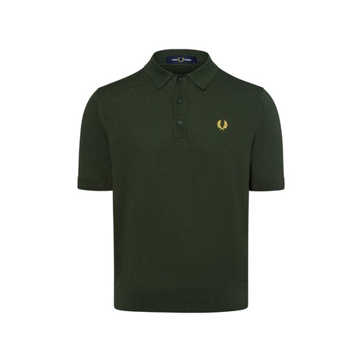 Fred Perry Męska koszulka polo Mężczyźni Bawełna jodłowy jednolity ze sklepu vangraaf w kategorii Swetry męskie - zdjęcie 183684549