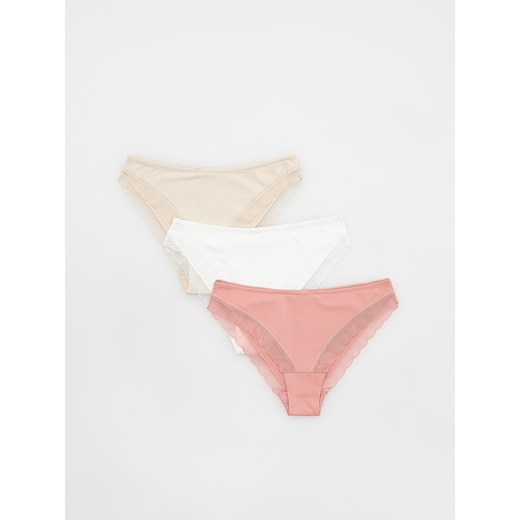Reserved - Majtki bikini 3 pack - kremowy Reserved XS promocyjna cena Reserved