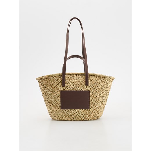 Reserved - Pleciona torebka shopper - kremowy ze sklepu Reserved w kategorii Torby letnie - zdjęcie 183684917