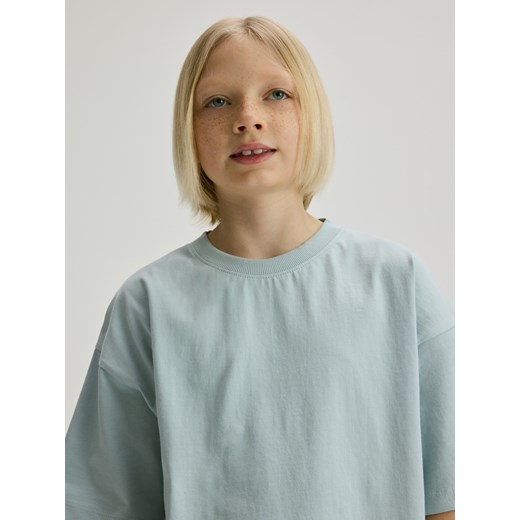 Reserved - Bawełniany t-shirt z nadrukiem - jasnoturkusowy ze sklepu Reserved w kategorii T-shirty chłopięce - zdjęcie 183685085