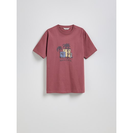 Reserved - T-shirt comfort z nadrukiem - bordowy ze sklepu Reserved w kategorii T-shirty męskie - zdjęcie 183685249