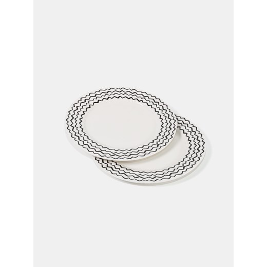 Sinsay - Talerz z dekoracyjnym wzorem 2 pack - biały Sinsay One Size Sinsay