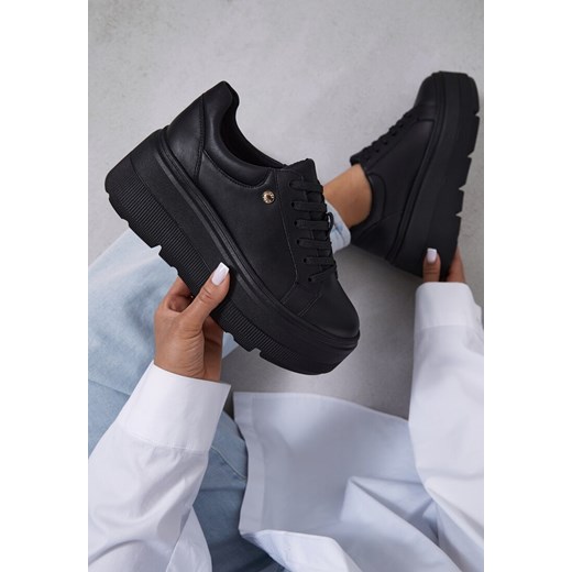 Czarne Sneakersy Vices na Grubej Podeszwie Tuliri ze sklepu renee.pl w kategorii Buty sportowe damskie - zdjęcie 183686736