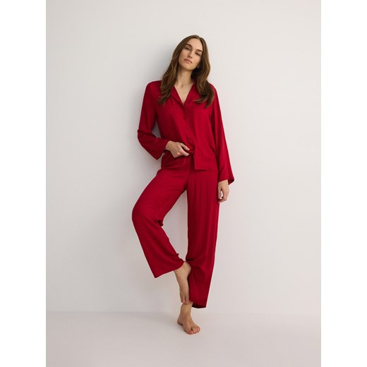 Reserved - Dwuczęściowa piżama z wiskozy - czerwony ze sklepu Reserved w kategorii Piżamy damskie - zdjęcie 183687169