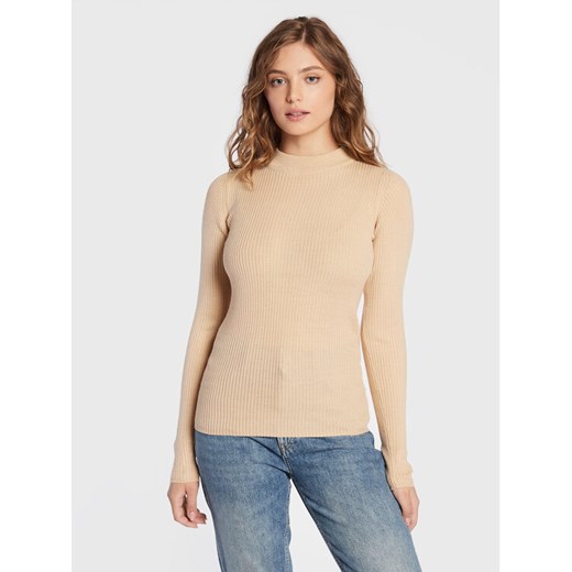 Brave Soul Sweter LK-248RIGBYI Beżowy Slim Fit ze sklepu MODIVO w kategorii Swetry damskie - zdjęcie 183689106