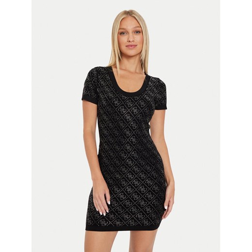 Guess Sukienka dzianinowa Paige W4YK28 Z3FN0 Czarny Slim Fit ze sklepu MODIVO w kategorii Sukienki - zdjęcie 183689165