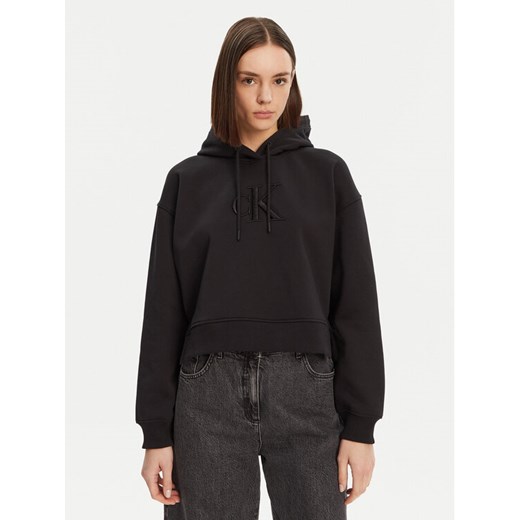Calvin Klein Jeans Bluza J20J224718 Czarny Relaxed Fit ze sklepu MODIVO w kategorii Bluzy damskie - zdjęcie 183689167