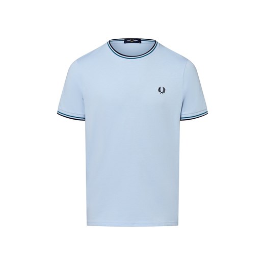 Fred Perry T-shirt męski Mężczyźni Bawełna jasnoniebieski jednolity ze sklepu vangraaf w kategorii T-shirty męskie - zdjęcie 183691526