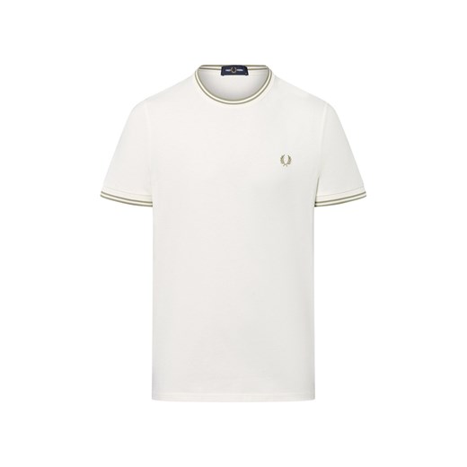 Fred Perry T-shirt męski Mężczyźni Bawełna écru jednolity ze sklepu vangraaf w kategorii T-shirty męskie - zdjęcie 183691528