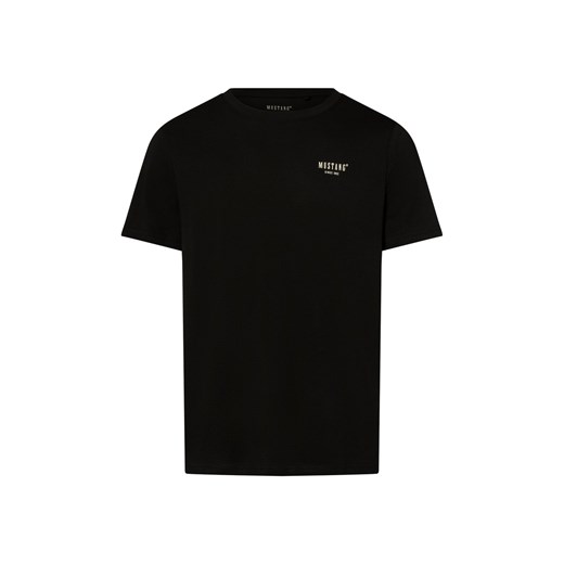 Mustang Koszulka męska - Austin Mężczyźni Bawełna czarny jednolity ze sklepu vangraaf w kategorii T-shirty męskie - zdjęcie 183691557