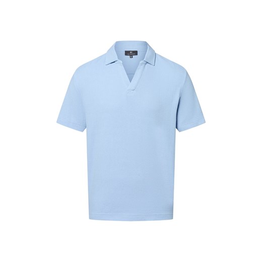 Nils Sundström Męska koszulka polo Mężczyźni Bawełna jasnoniebieski wypukły wzór tkaniny ze sklepu vangraaf w kategorii T-shirty męskie - zdjęcie 183691567