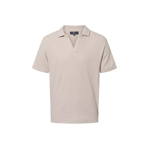Nils Sundström Męska koszulka polo Mężczyźni Bawełna beżowy wypukły wzór tkaniny ze sklepu vangraaf w kategorii T-shirty męskie - zdjęcie 183691568