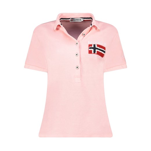 Bluzka damska Geographical Norway z dekoltem v różowa letnia casual 