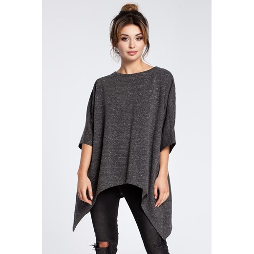 Asymetryczna bluza oversize - grafitowa ze sklepu Cudmoda w kategorii Bluzy damskie - zdjęcie 183696266