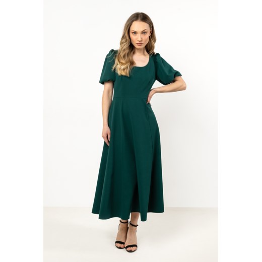 Elegancka sukienka rozkloszowana - butelkowa zieleń ze sklepu Cudmoda w kategorii Sukienki - zdjęcie 183696329