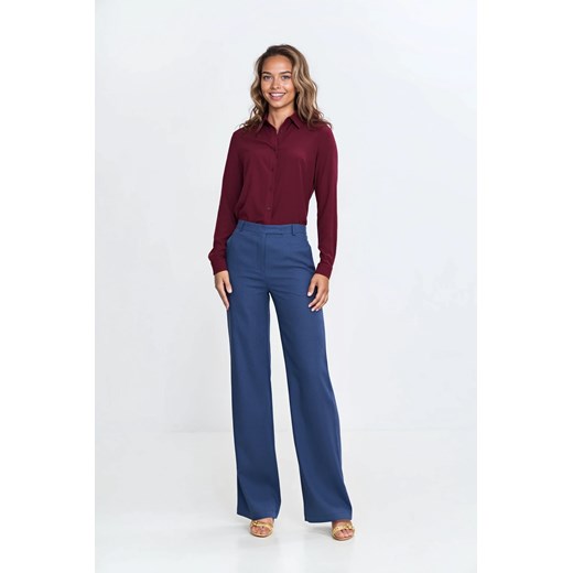 Spodnie bootcut z kieszeniami - kobaltowe ze sklepu Cudmoda w kategorii Spodnie damskie - zdjęcie 183696379