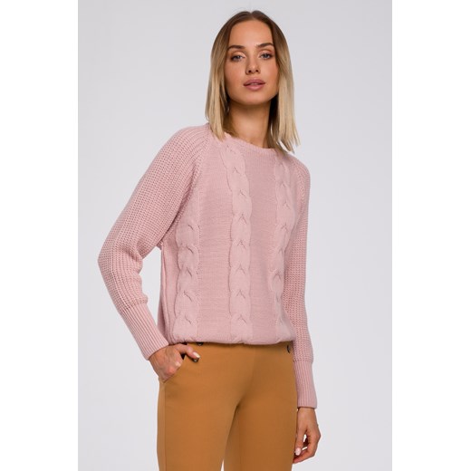 Sweter z szerokimi rękawami - różowy ze sklepu Cudmoda w kategorii Swetry damskie - zdjęcie 183696535
