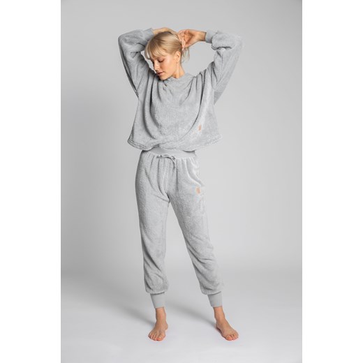 Pluszowe spodnie joggery - popielate ze sklepu Cudmoda w kategorii Spodnie damskie - zdjęcie 183696546