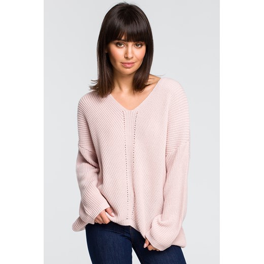 Sweter asymetryczny - różowy ze sklepu Cudmoda w kategorii Swetry damskie - zdjęcie 183696628