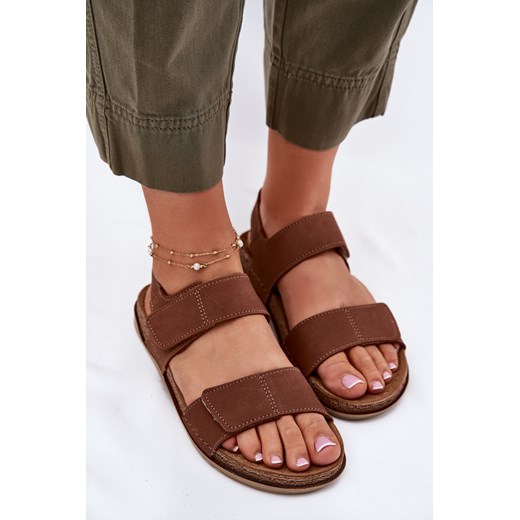 Damskie Sandały Skóra Camel Inblu AA0001KU ze sklepu ZAZOO w kategorii Sandały damskie - zdjęcie 183697106