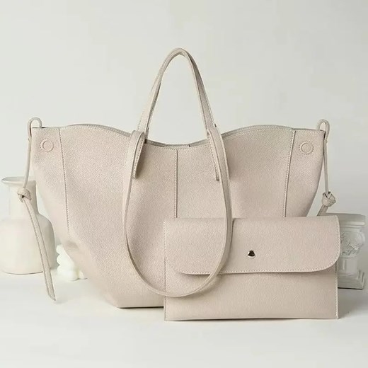 Duża skórzana torba z kosmetyczką - Biały ze sklepu Intimica.pl w kategorii Torby Shopper bag - zdjęcie 183699158