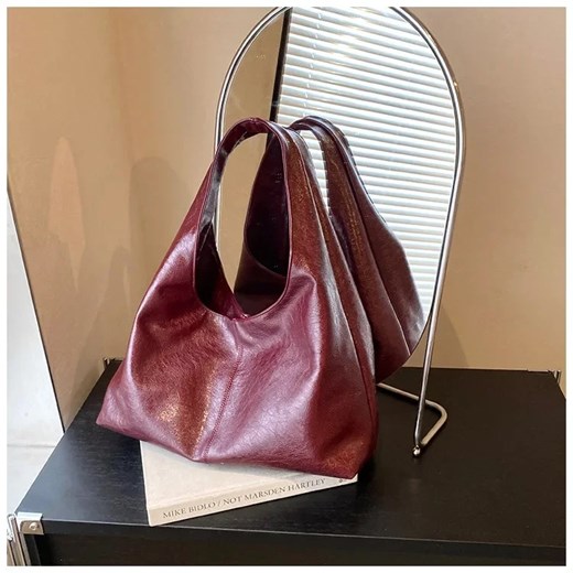 Skórzana torba na ramię - Czerwony ze sklepu Intimica.pl w kategorii Torby Shopper bag - zdjęcie 183699217