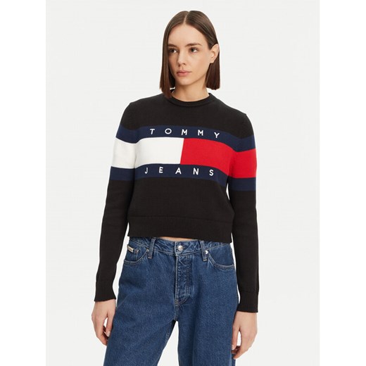 Tommy Jeans Sweter Center Flag DW0DW19335 Czarny Regular Fit ze sklepu MODIVO w kategorii Swetry damskie - zdjęcie 183701087